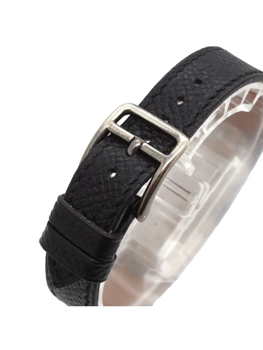Hermes Kelly Watch Vintage Silver Black Quartz
